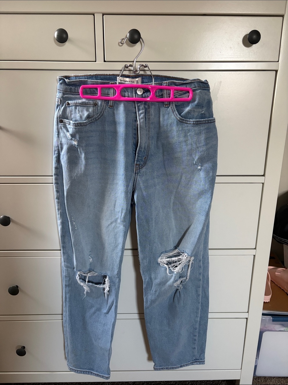 Abercrombie & Fitch Light Blue Distressed High-Rise Jeans